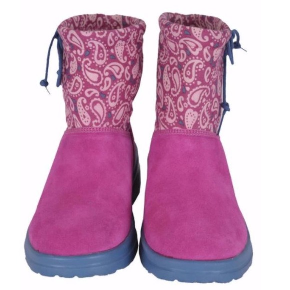 UGG Women's I Heart Ugg Slouchy Pink Paisley Pure Winter Boots Size 6 - Picture 5 of 12